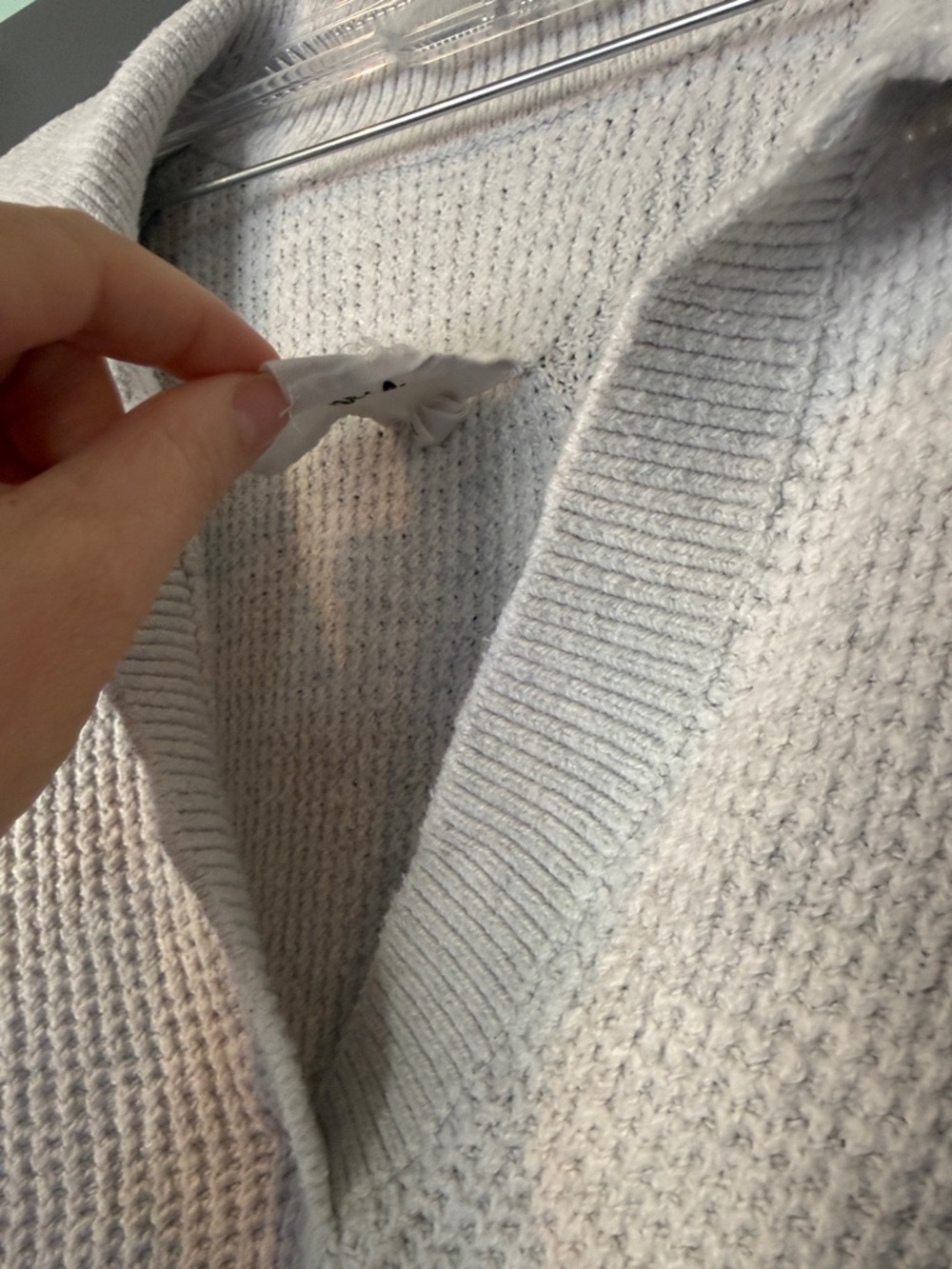 aerie Light Gray Collared V-Neck Knit Sweater - Picture 4 of 4